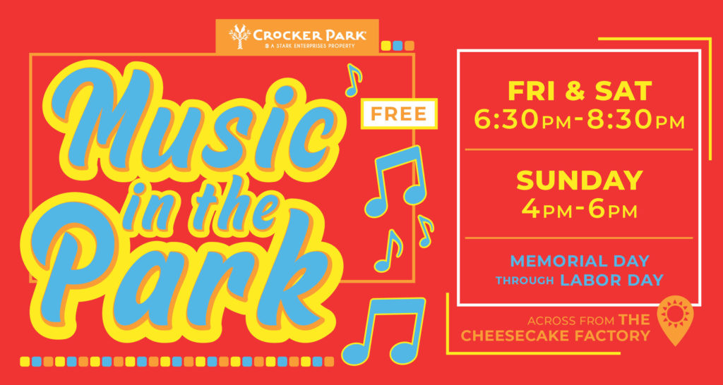 Now - Sep 2nd Enjoy live music every Friday, Saturday, and Sunday evening this summer on the East Park Stage near The Cheesecake Factory!