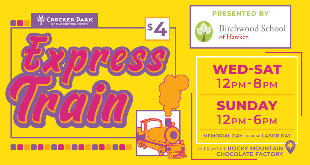 Now - Sep 2nd Presented by Birchwood School of Hawken. Enjoy a sunny summer ride through Crocker Park aboard the Express Train!