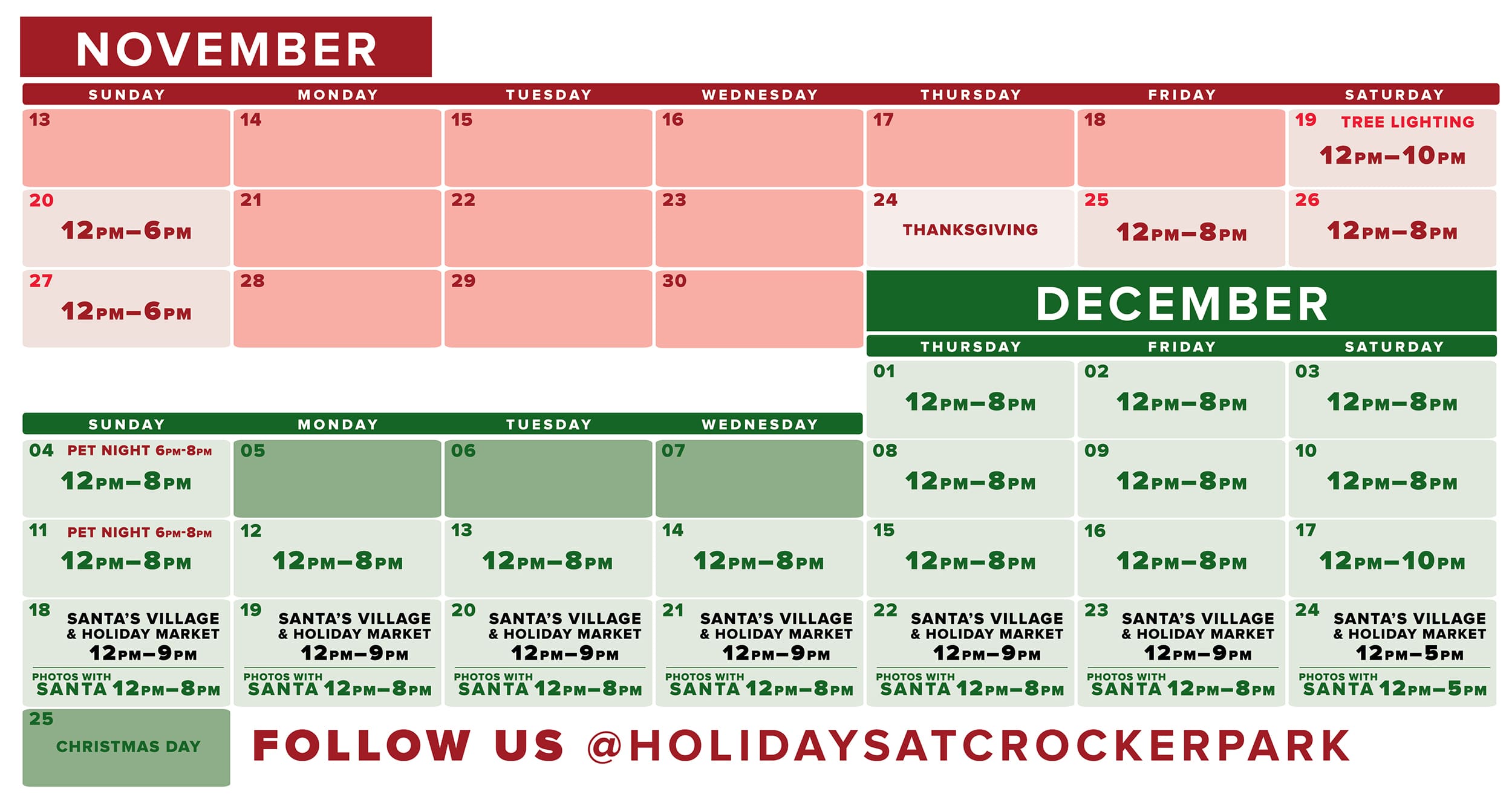 Santa's Village & Holiday Market Hours Santa's Village & Holiday Market Hours